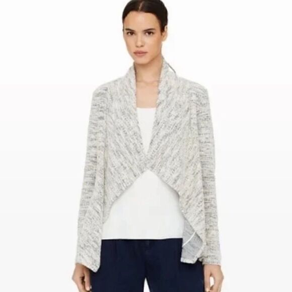 Club Monaco open Cardigan Womens Petite Small Gray Kiki Textured knit oversized - Picture 2 of 9